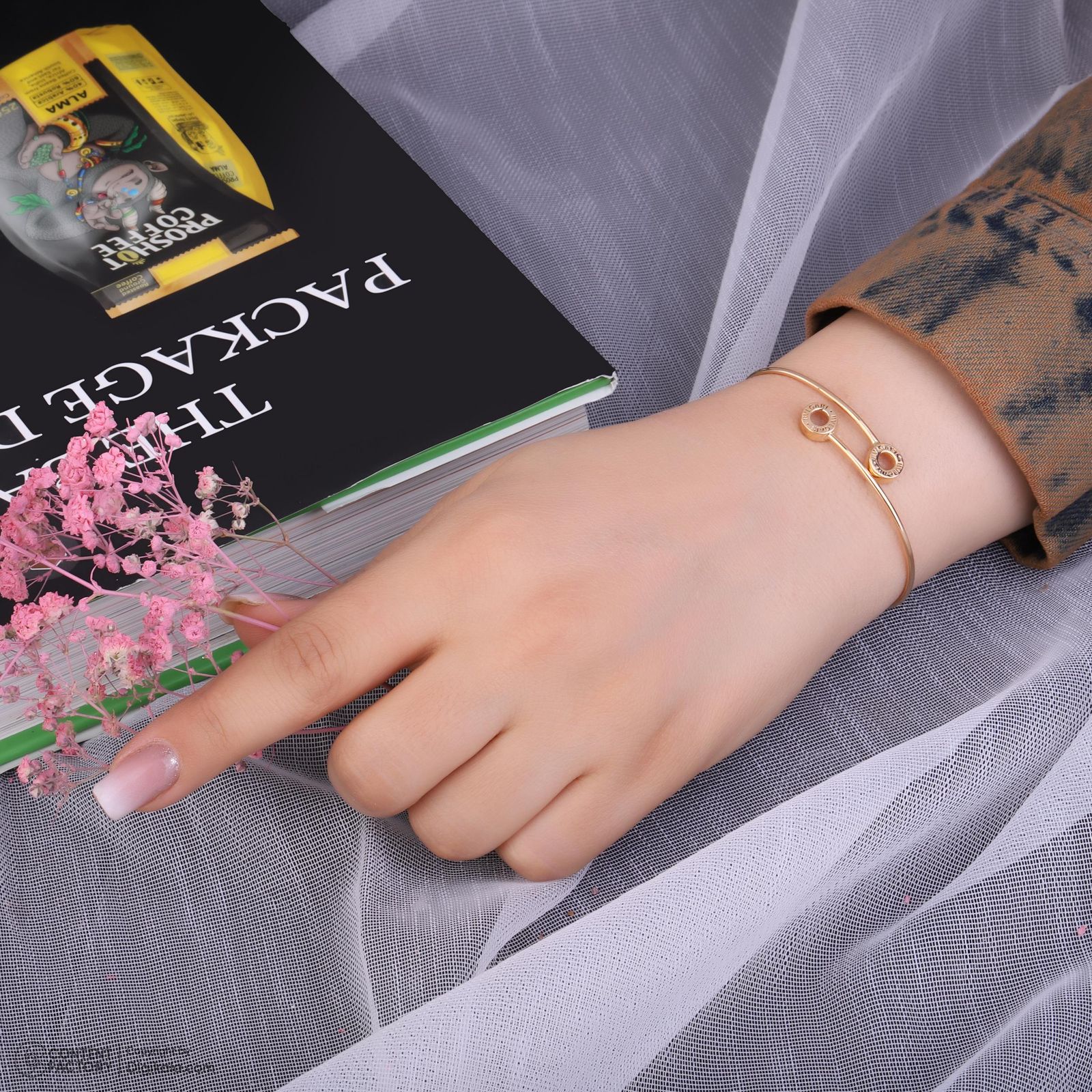 بنگل طلا 18 عیار زنانه حافا گلد مدل بولگاری کد bn005 -  - 8