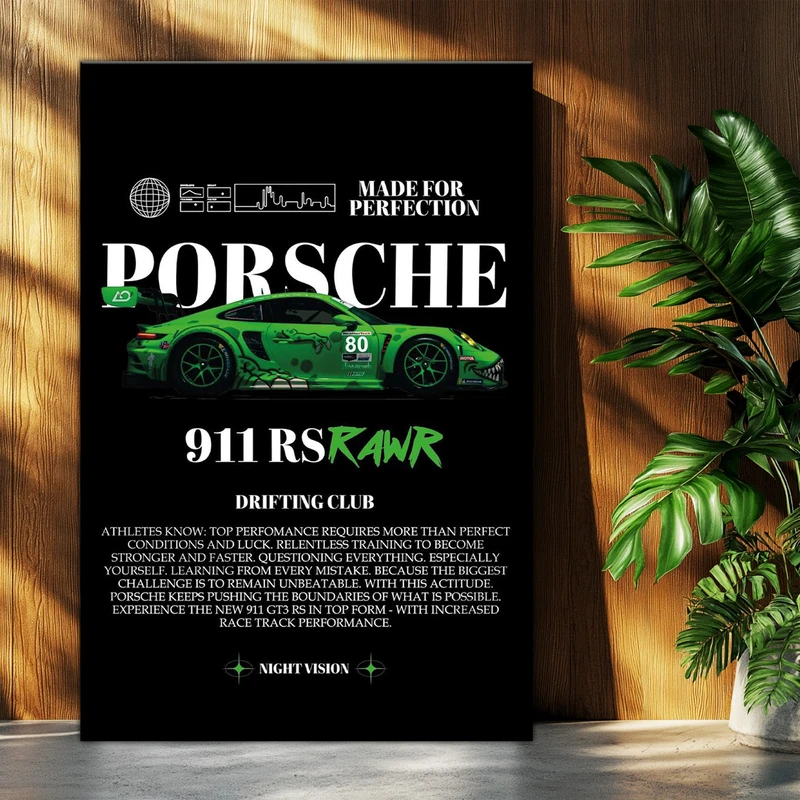 تابلو شاسی بکلیت طرح ماشین و خودرو پورشه PORSCHE 911 RSRAWR مدل T-po1570