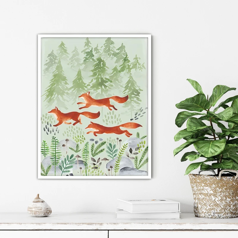 تابلو آتریسا طرح روباه مدرن مدل ATFKW79 فریم سفید