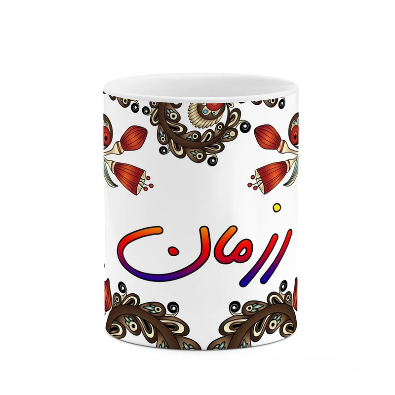 ماگ کاکتی مدل اسم رزمان طرح سنتی گل و بته کد mgh45227