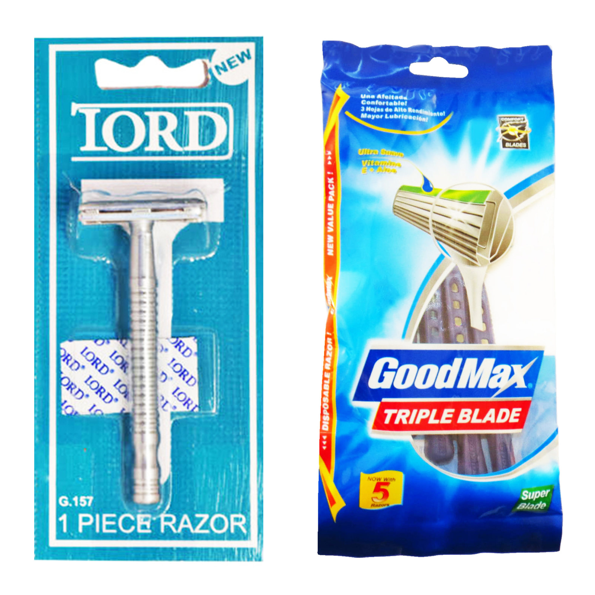  خود تراش گود مکس مدل triple blade بسته 5 عددی به همراه خود تراش و تیغ یدک لرد کد G-157