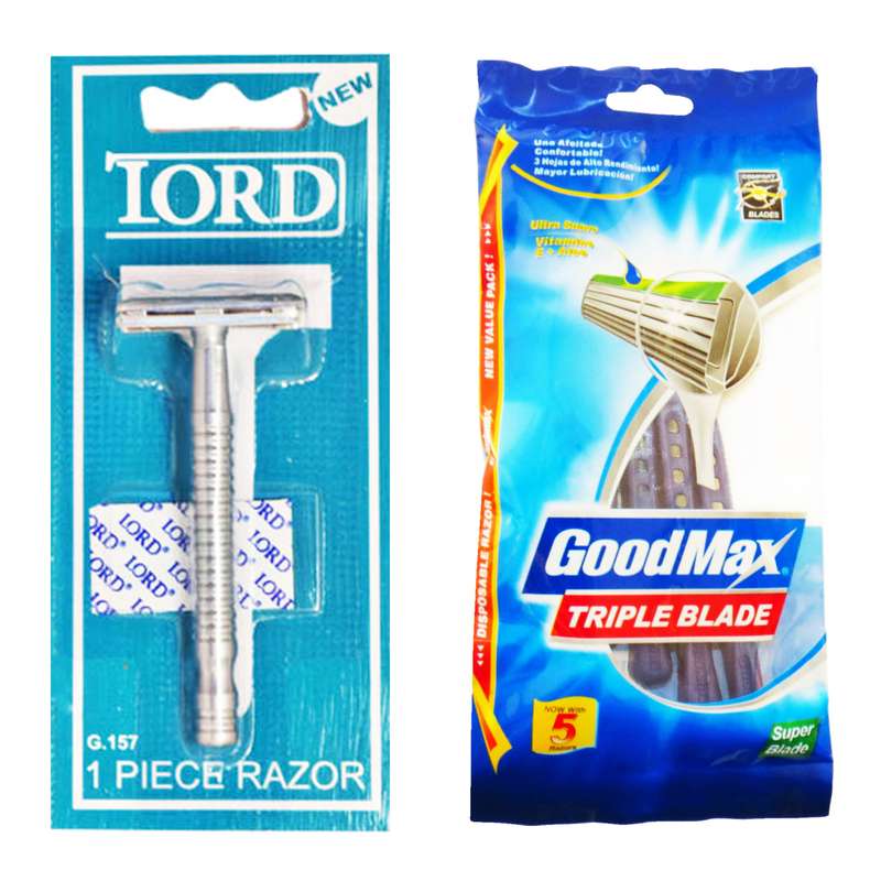 خود تراش گود مکس مدل triple blade بسته 5 عددی به همراه خود تراش و تیغ یدک لرد کد G-157