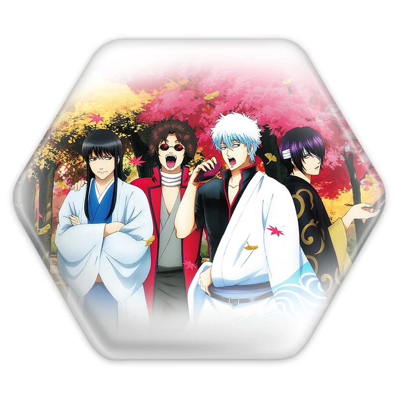 پیکسل خندالو طرح شینسوکه و گینتوکی و هاتوری و کاتسورا انیمه گینتاما مدل شش ضلعی کد 12933