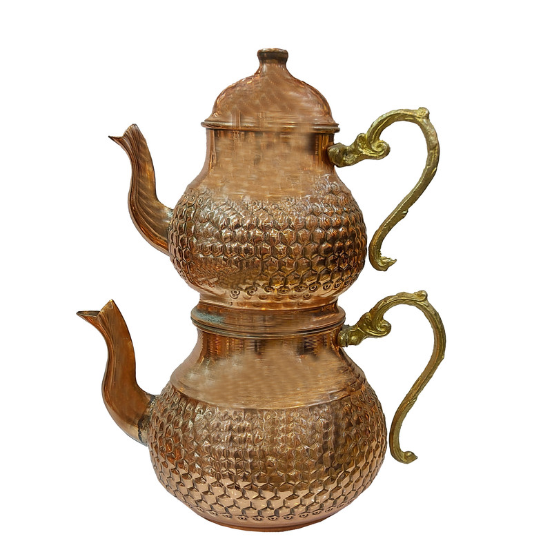 کتری و قوری مسی مدل توپی کد 5487