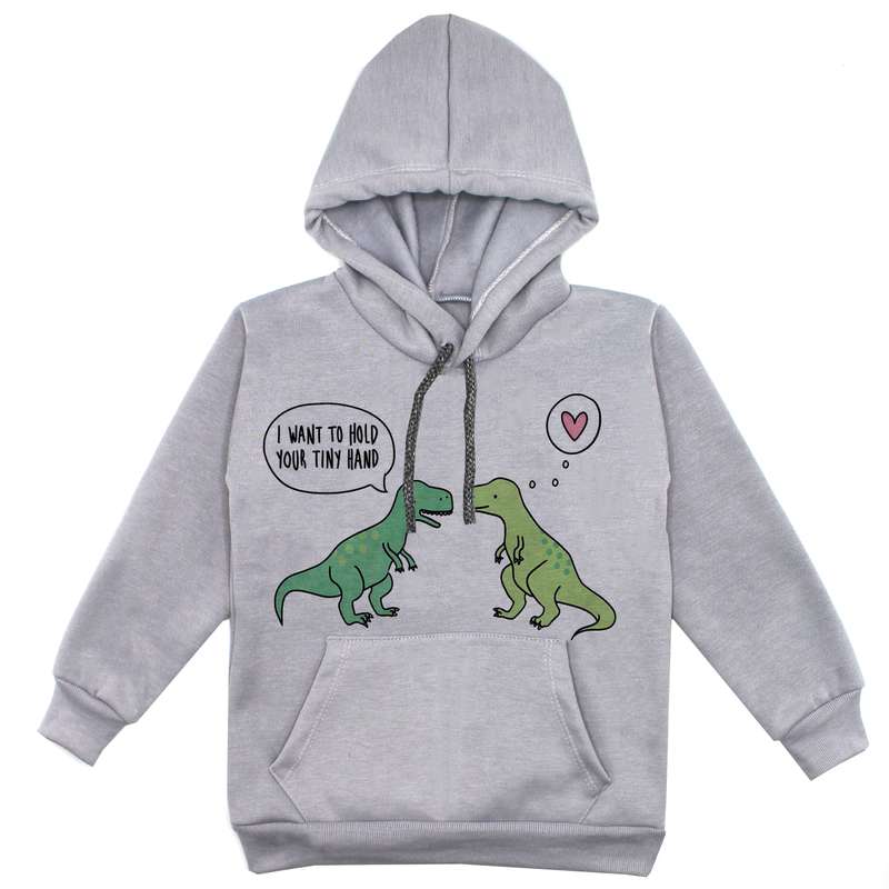 هودی پسرانه مدل دانیاسور F189 رنگ طوسی