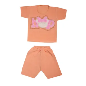 ست تی شرت و شلوارک دخترانه مدل RZ-TT028-KHSI-NAR رنگ نارنجی