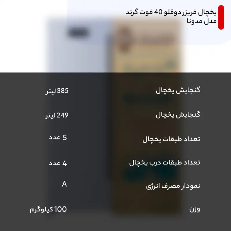 یخچال فریزر دوقلو 40 فوت گرند مدل مدونا