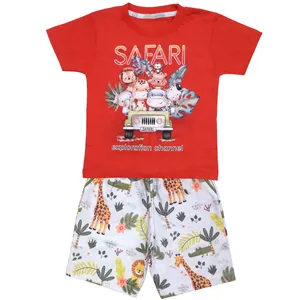 ست تی شرت و شلوارک پسرانه مدل SAFARI کد 3387 رنگ قرمز