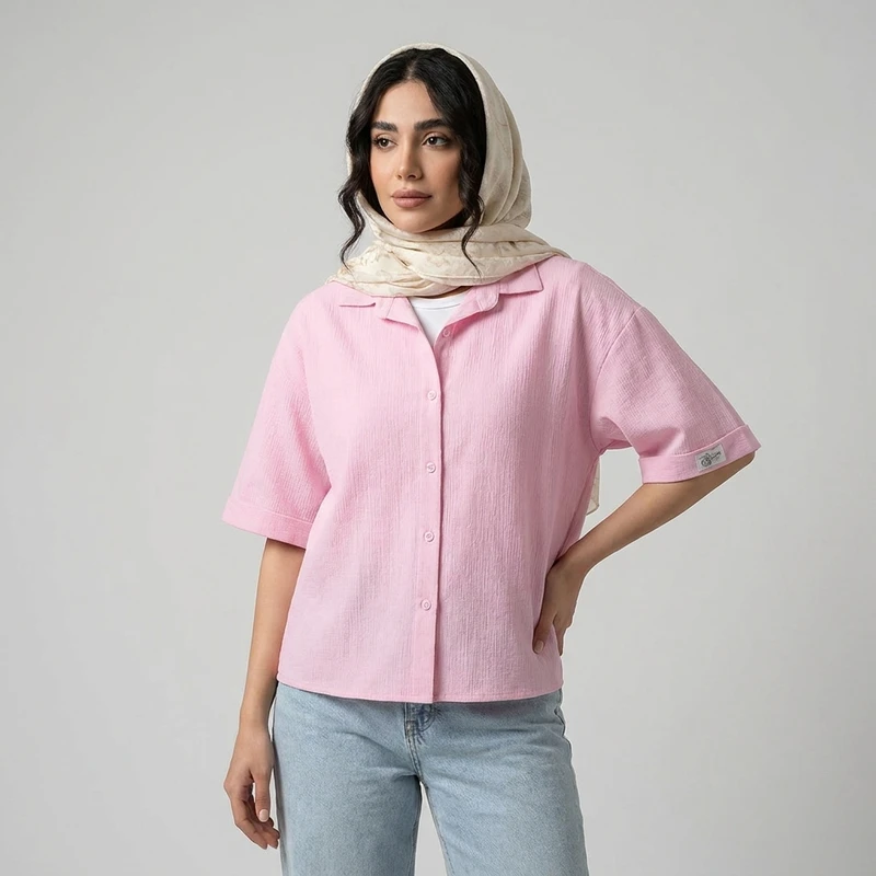 مانتو زنانه کراش آستین سه ربع با دکمه مدل s2