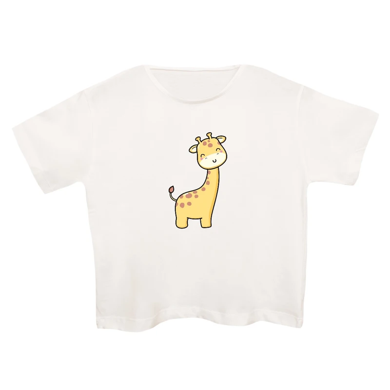 کراپ‌تی شرت آستین کوتاه زنانه مدل زرافه کد 7