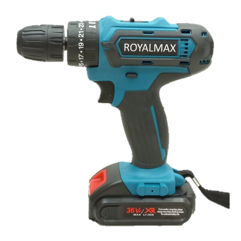 دریل پیچ گوشتی شارژی چکشی 36 ولت رویال مکس مدل BL36V مجموعه 48 عددی
