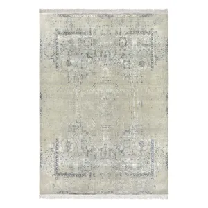 فرش ماشینی زانیس مدل مدرن طرح وینتیج زمینه کرم