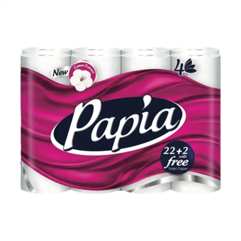دستمال توالت پاپیا مدل 4 لایه رولی بسته 24 عددی