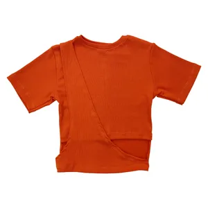 کراپ‌تاپ آستین کوتاه زنانه مدل یک طرفه کد 13-30 رنگ نارنجی