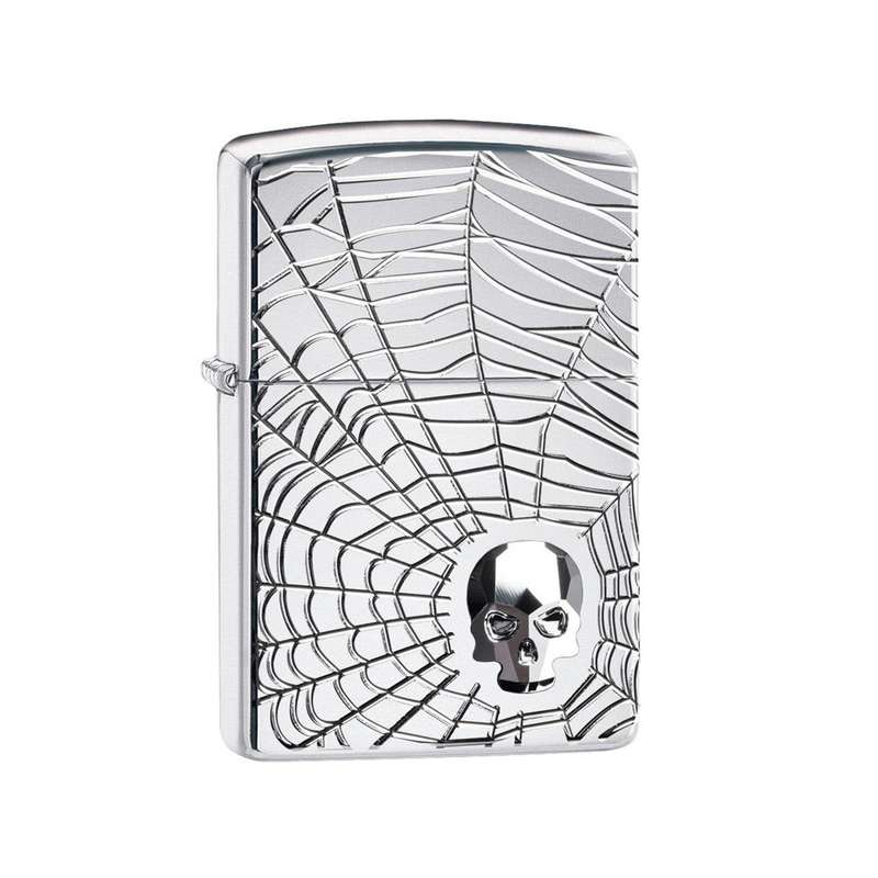 فندک زیپو مدل Zippo Spider Web Skull کد BKD 29931