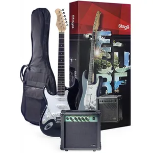 پکیج گیتار الکتریک دست چپ استگ مدل  E SURF 250 LH BK