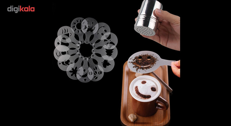 شابلون تزیینی قهوه مدلGater مجموعه 16 عددی