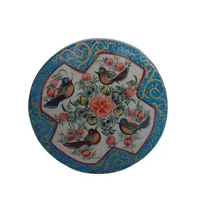 جعبه جواهراتی خاتم کاری دایره ای مدل گل و مرغ کد 198