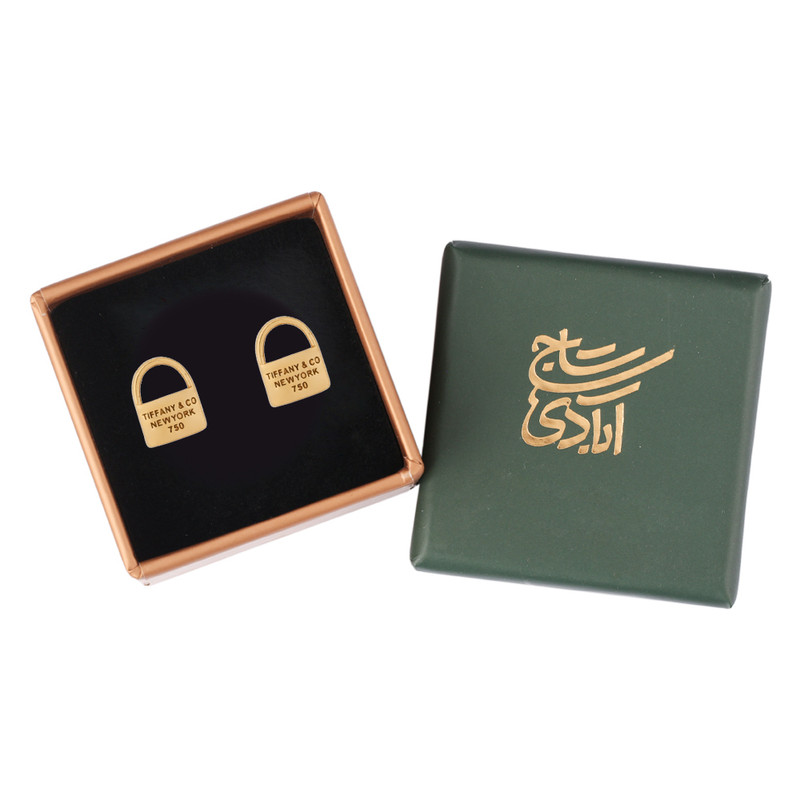 گوشواره میخی طلا 18 عیار زنانه گالری تاج آبادی مدل قفل تیفانی کد T-35