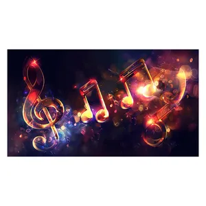 فرش پارچه‌ای مدل فرشینه طرح نوای درخشان نت موسیقی کد AR3059202