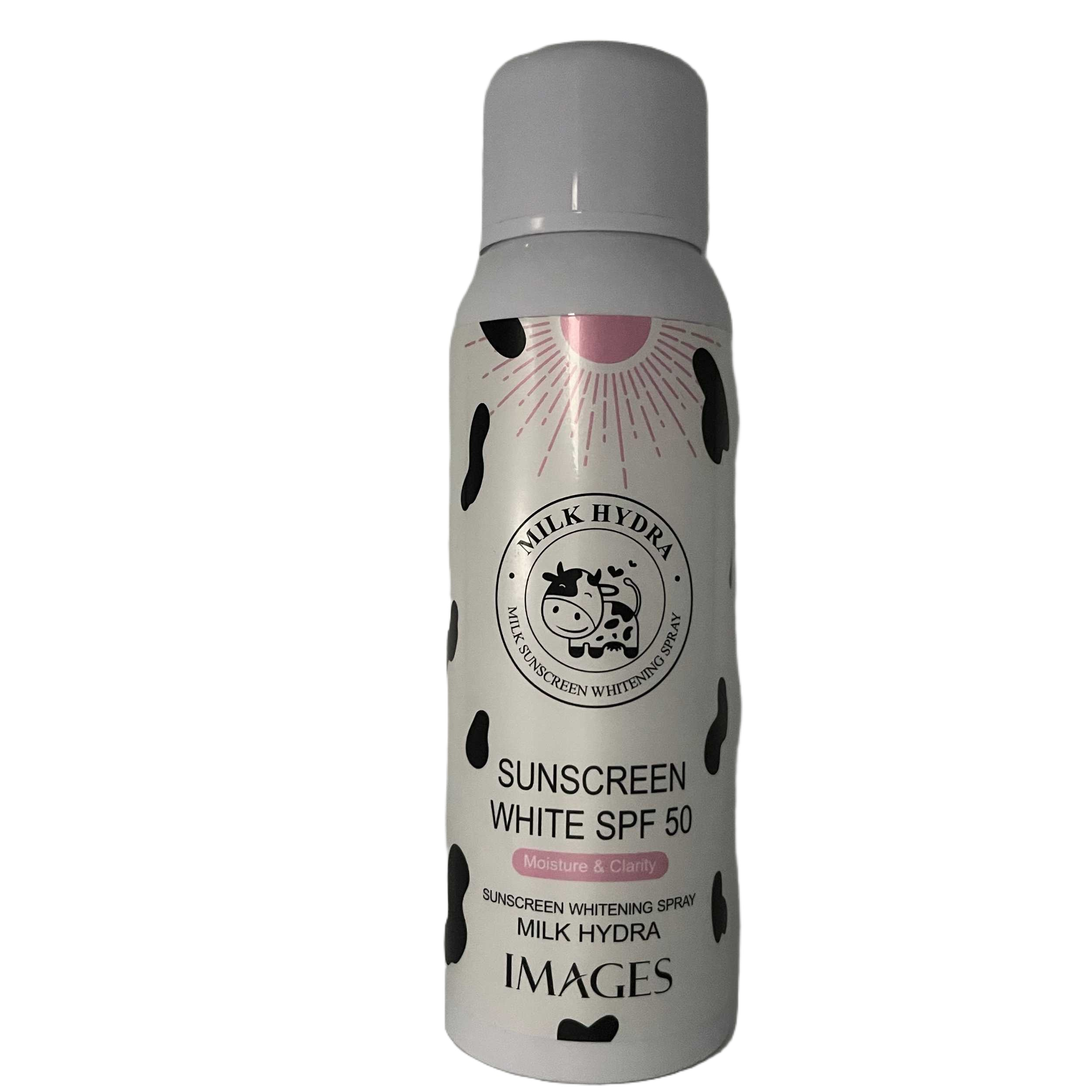 اسپری ضد آفتاب بدون رنگ ایمجز مدل شیرگاو مناسب انواع پوست حجم 150میلیلیتر