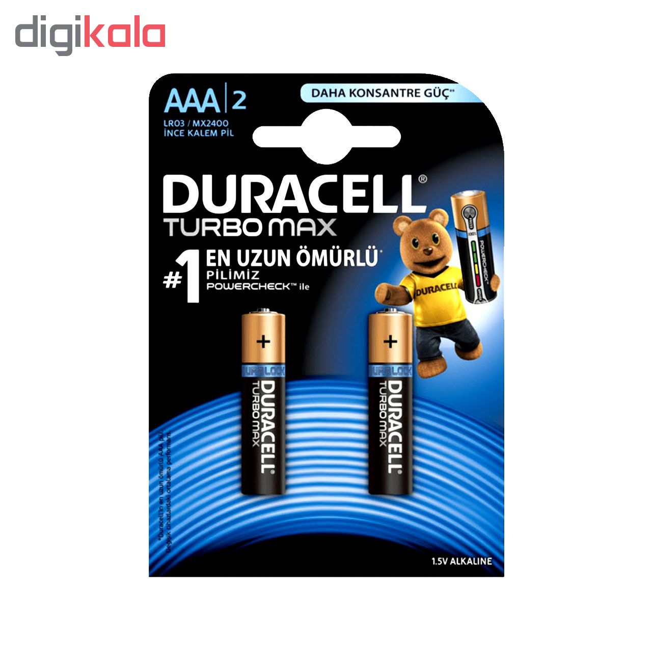 باتری نیم قلمی دوراسل مدل Turbo Max Duralock With Power Check بسته 2 عددی
