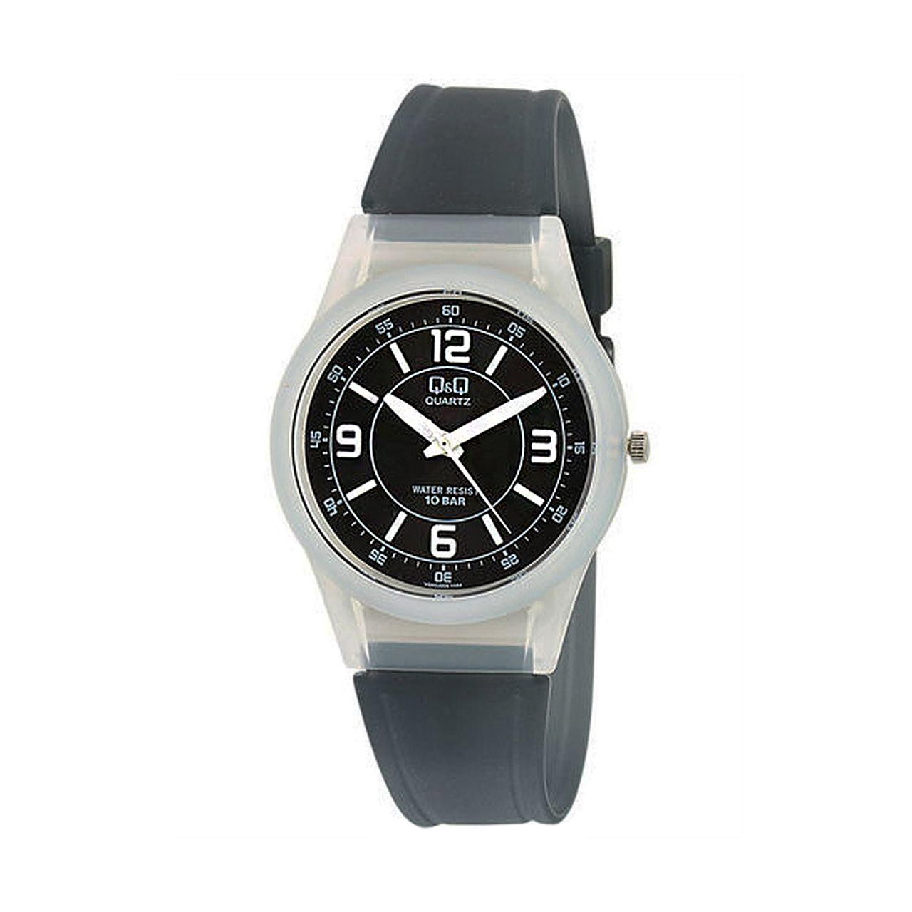 ساعت مچی عقربه ای کیو اند کیو مدل vq50j006y به همراه دستمال مخصوص برند کلین واچ