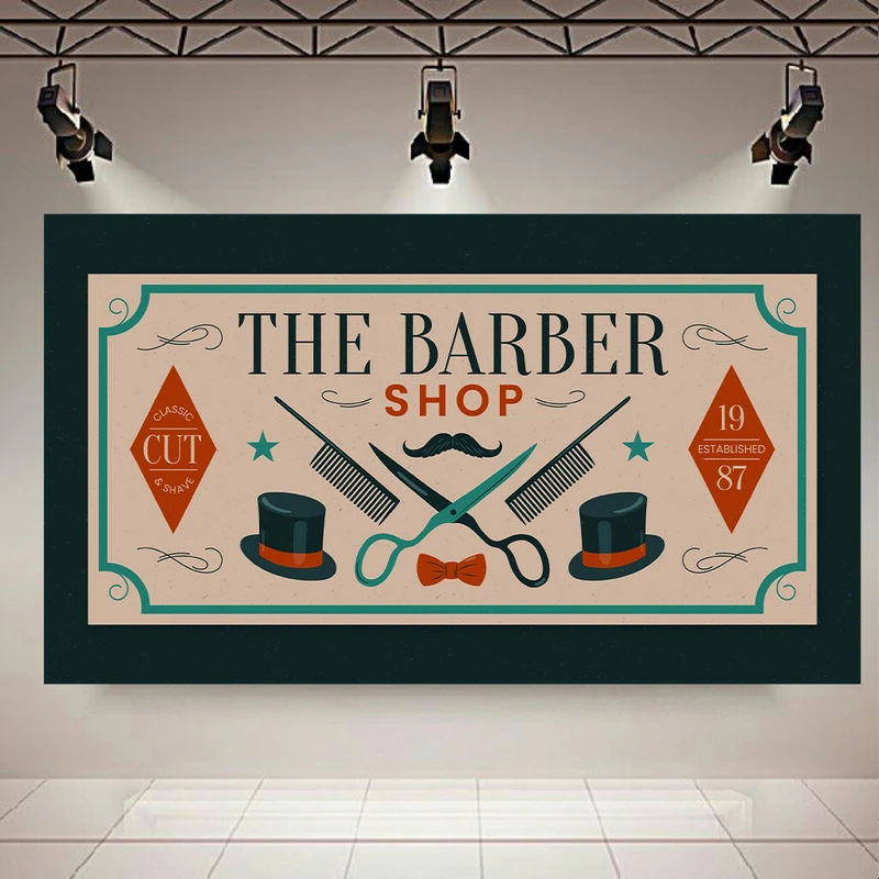  تابلو شاسی مخمل طرح آرایشگاه مردانه کلاسیک کد AR31280