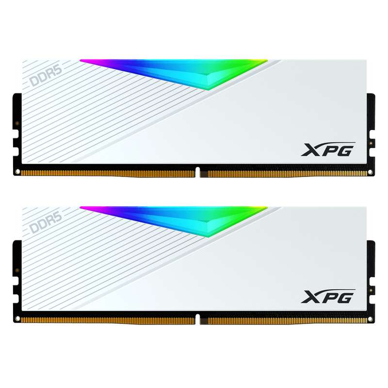 رم کامپیوتر DDR5 دو کاناله 6000 مگاهرتز CL40 ای دیتا ایکس پی جی مدل LANCER RGB WHITE DRAM MODULE ظرفیت 32 گیگابایت