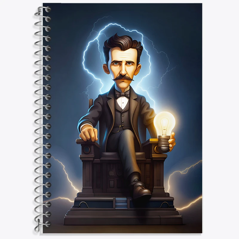 دفتر زبان 50 برگ خندالو مدل دو خط طرح نیکولا تسلا (Nikola Tesla) کد F6838