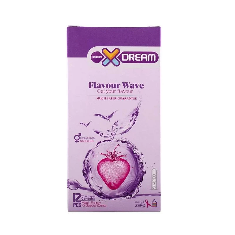 کاندوم ایکس دریم مدل Flavour Wave بسته 12 عددی