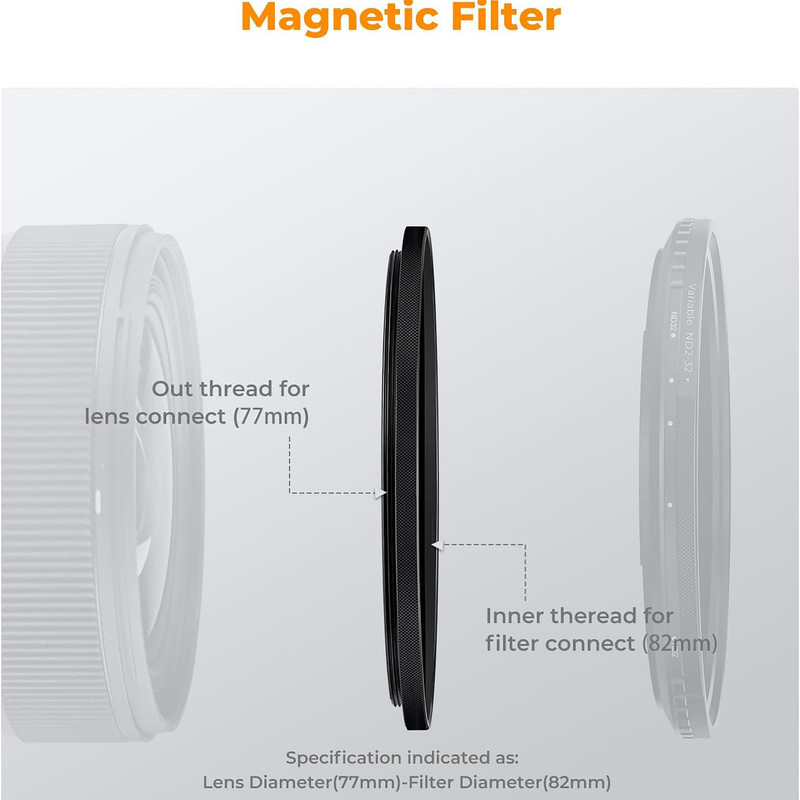 آداپتور لنز کی اند اف مدل   MAGNET STEP UP -72 TO 77