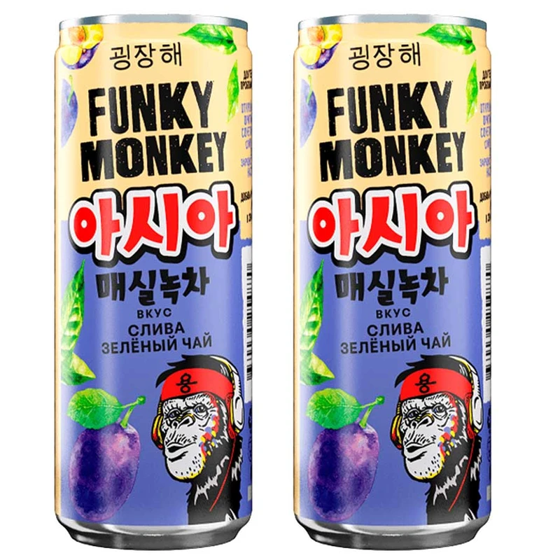 نوشیدنی گازدار با طعم آلو چای سبز فانکی مانکی - 330 میلی لیتر بسته 2 عددی