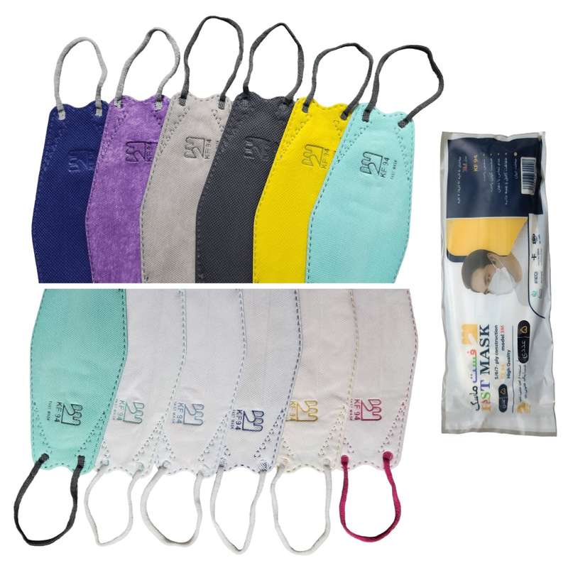 ماسک تنفسی فست مدل سه بعدی شش لایه نانو کد رنگارنگ بسته 60 عددی