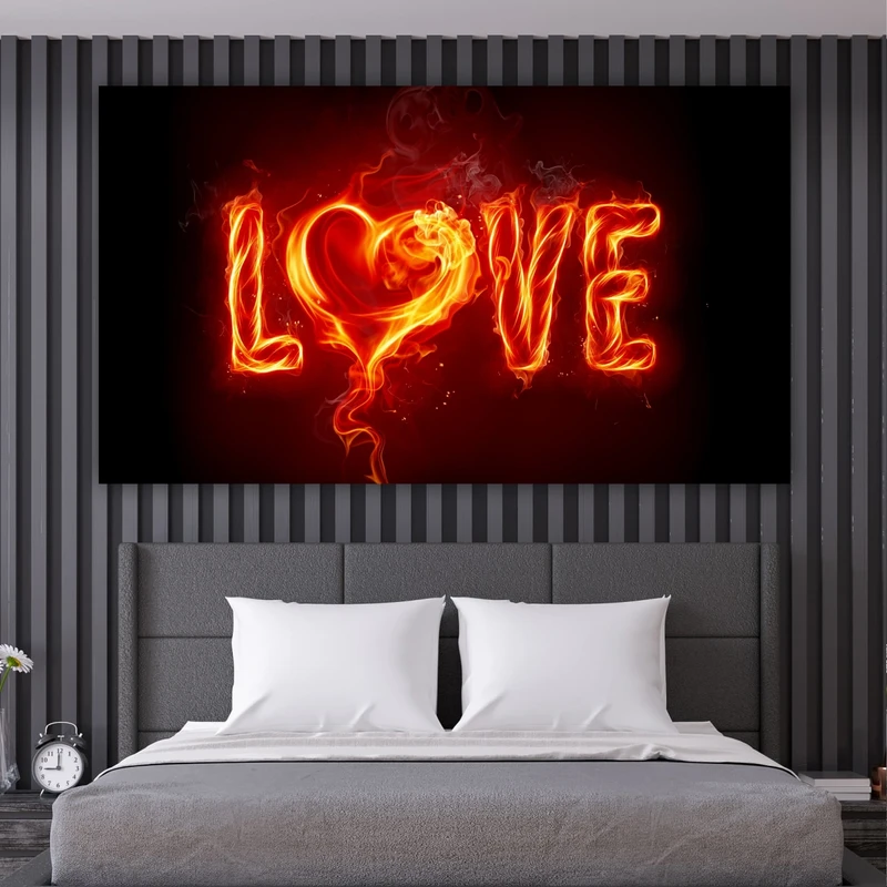 تابلو بوم طرح هنری LOVE آتشین کد PB350