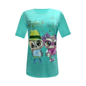 تی شرت آستین کوتاه زنانه مدل پنبه طرح جغد کد 202003