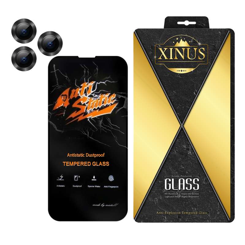 محافظ لنز دوربین ژینوس مدل 2ST-RING مناسب برای گوشی موبایل اپل iPhone 13 Pro Max به همراه محافظ صفحه نمایش 