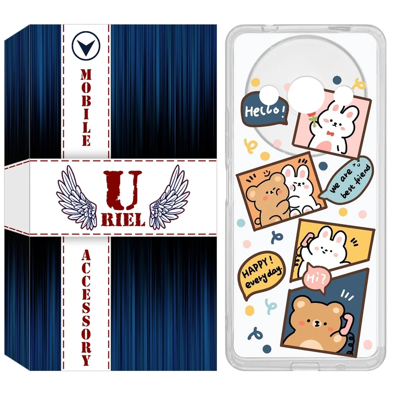 کاور یوریل مدل Clear کد 19 طرح خرگوش و خرس مناسب برای گوشی موبایل شیائومی Redmi A3 / A3x