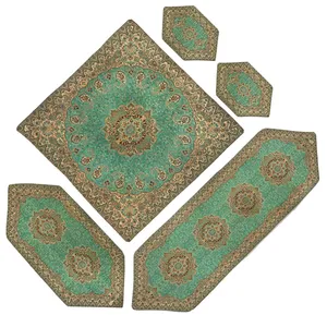 رومیزی ترمه خانه ترمه ایران طرح نسترن مجموعه 5 عددی