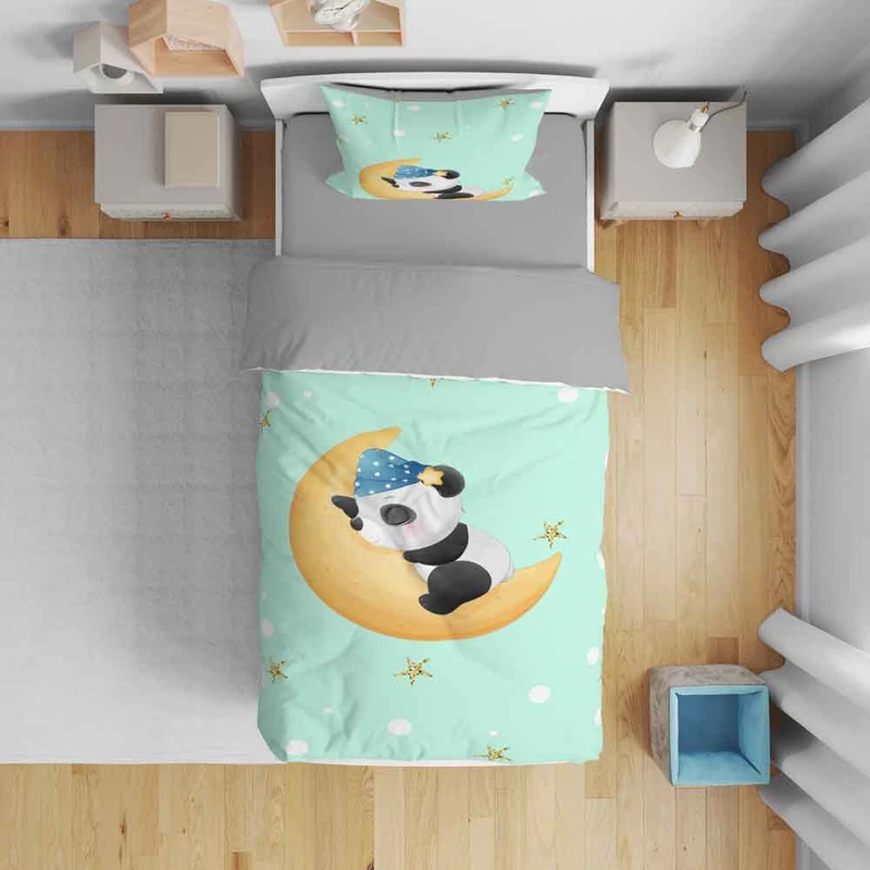 سرویس روتختی نوپه هوم مدل پاندای خوابیده روی ماه کد T6019 تک نفره 5 تکه