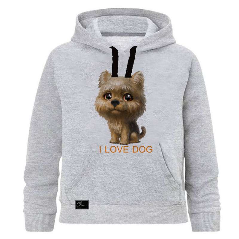 هودی دخترانه مدل LOVE DOG کد J35 رنگ طوسی