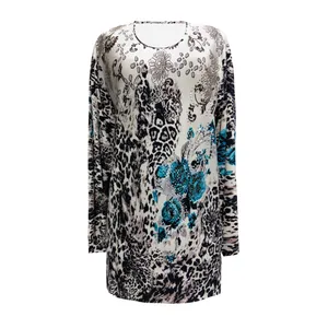 بلوز آستین بلند زنانه مدل نخی ترک پلنگی کد 021