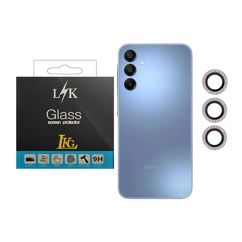  محافظ لنز دوربین ال کا جی مدل نگین دار مناسب برای گوشی موبایل سامسونگ Galaxy A15 5G