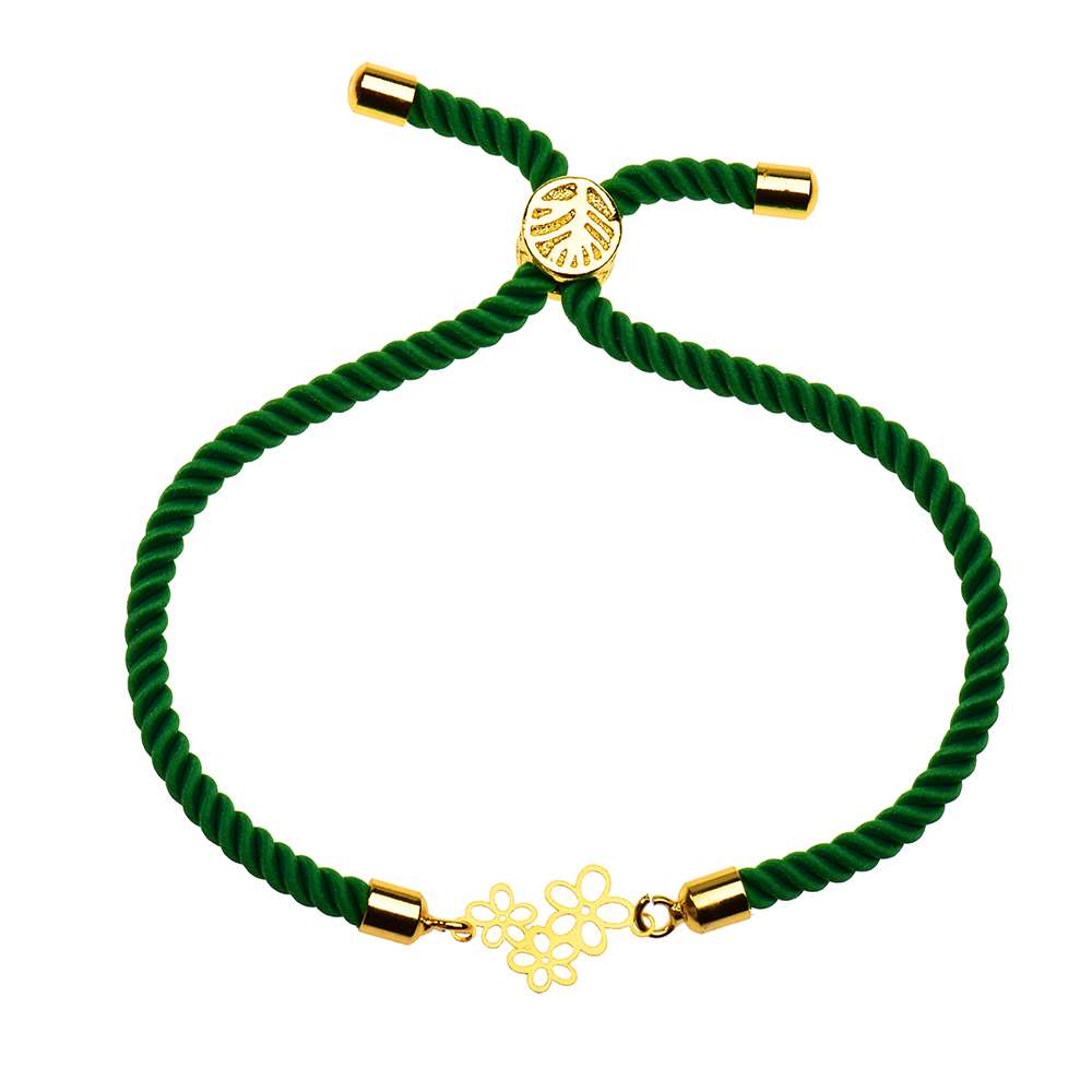 دستبند طلا 18 عیار دخترانه کرابو طرح سه گل مدل Krd1090