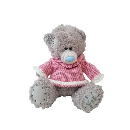 عروسک طرح خرس سرمایی مدل لباس بافت کد 85693 ارتفاع 28 سانتی متر