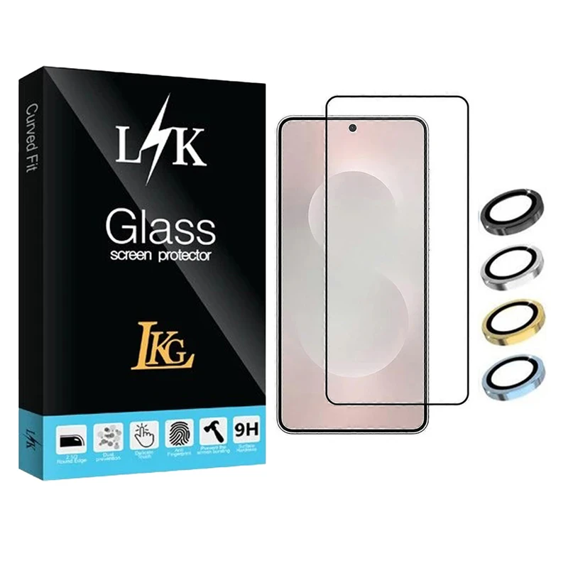 محافظ صفحه نمایش ال کا جی مدل Full مناسب برای گوشی موبایل سامسونگ Galaxy S25 Edge 5G به همراه محافظ لنز دوربین گوشی