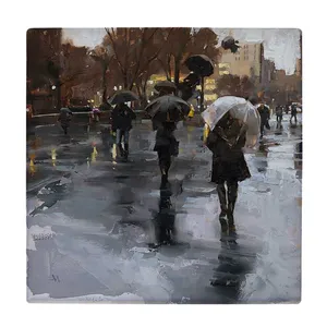  زیر لیوانی  طرح نقاشی شهر بارانی کد    5978762_4821