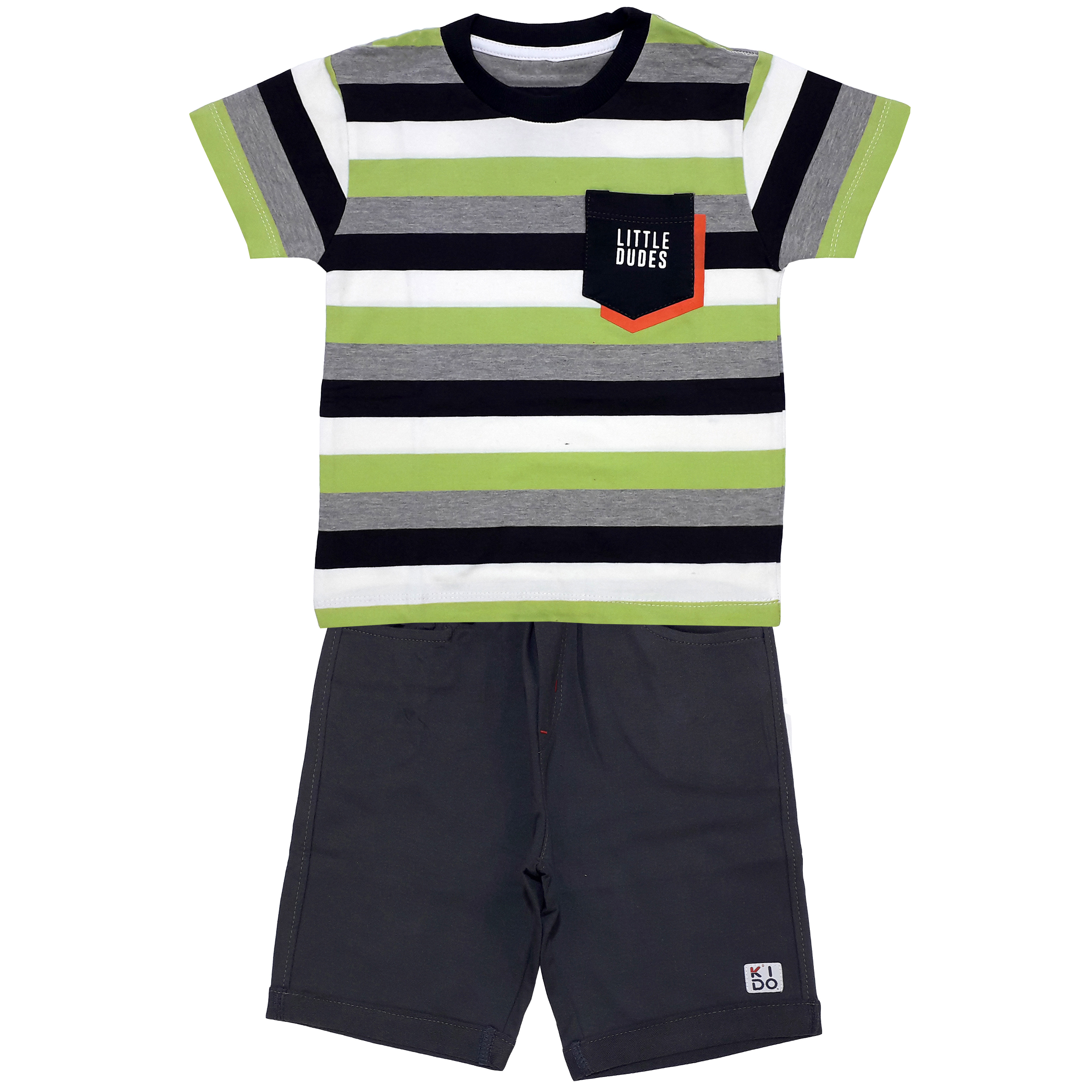 ست تی شرت و شلوارک پسرانه مدل little dudes کد 3376