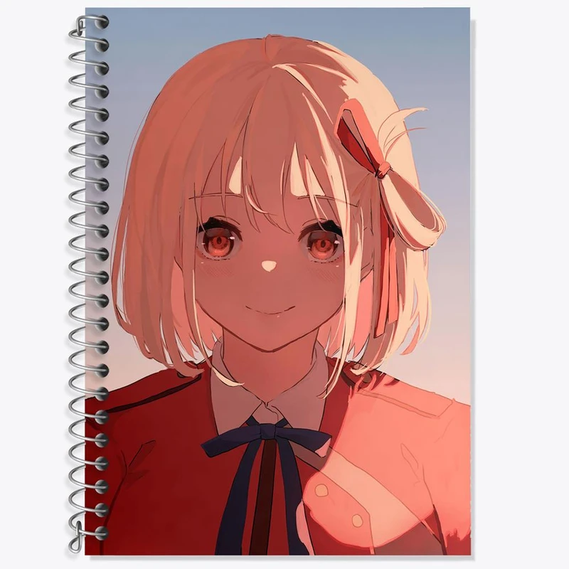 دفتر زبان 50 برگ خندالو مدل دو خط طرح چیساتو انیمه لیکوریس ریکویل Lycoris Recoil کد 22964