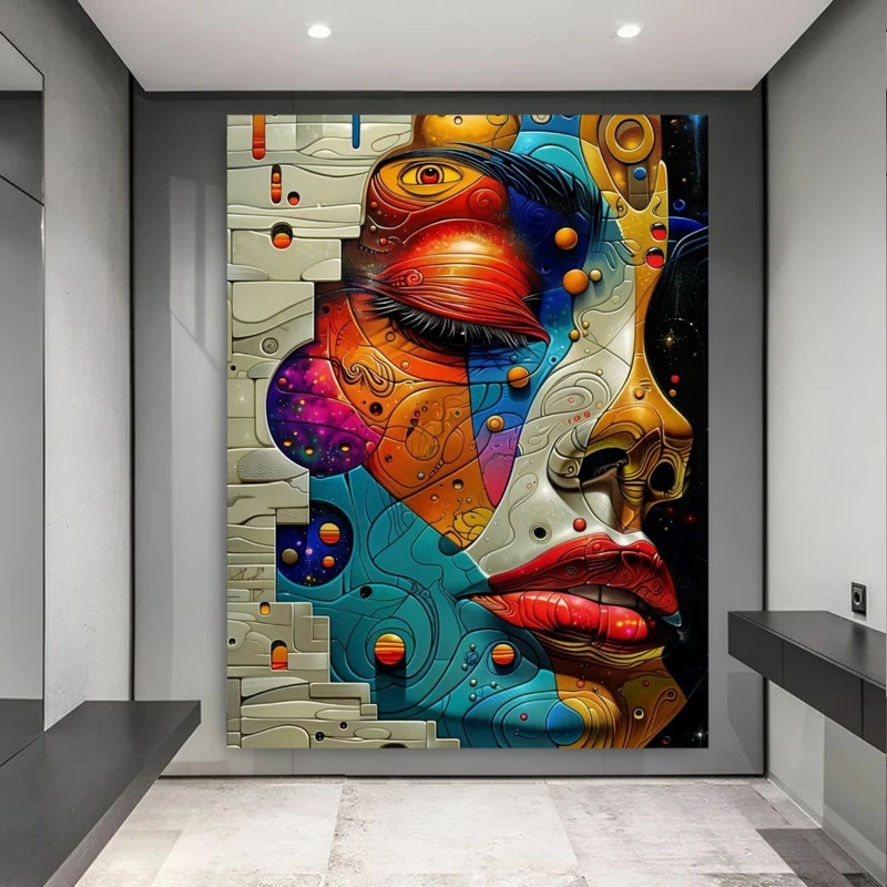 پوستر طرح پرتره انتزاعی مدل لایه های رنگی کد M302